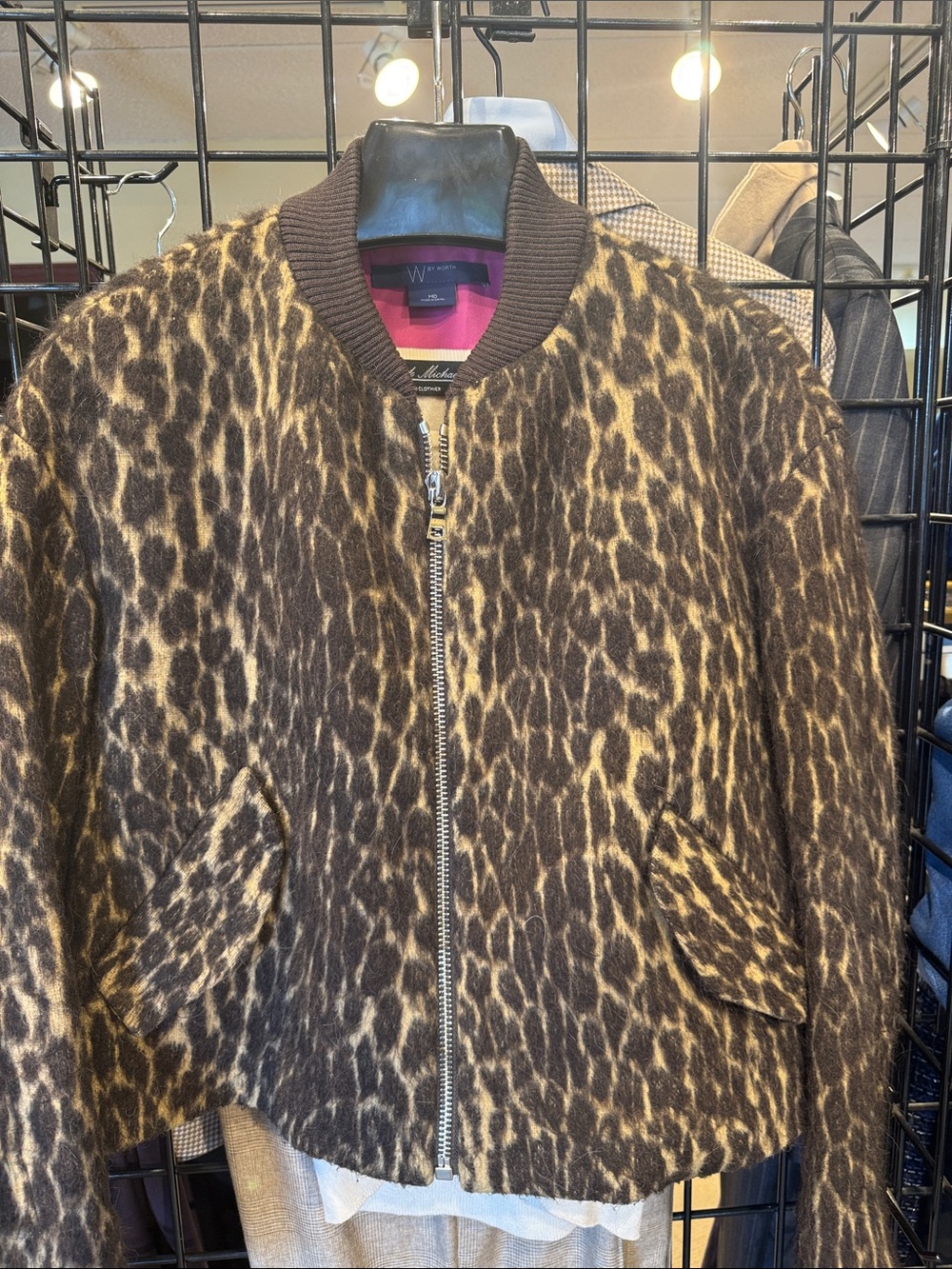 Leopard Print Bomber Jacket in Brown and Tan
